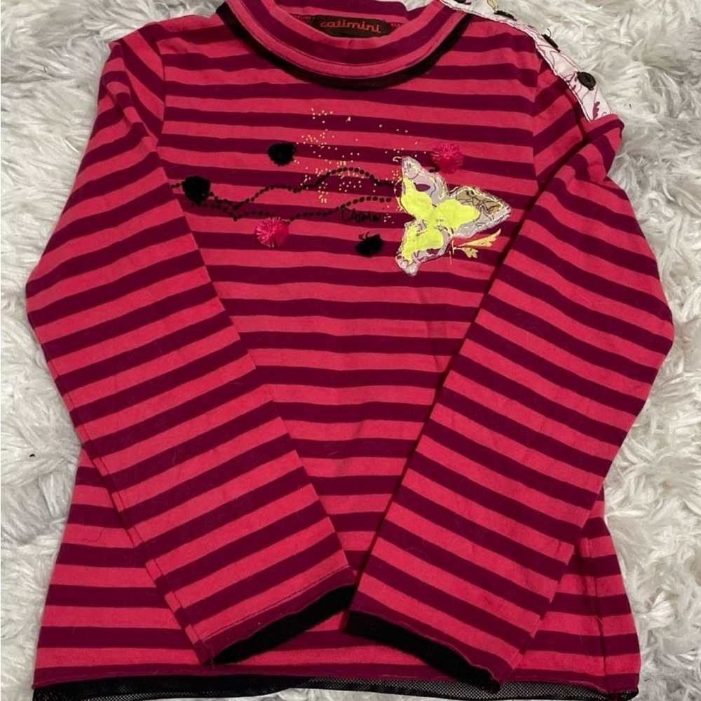 Catimini Pink and Black Long Sleeve Tee size 4 years